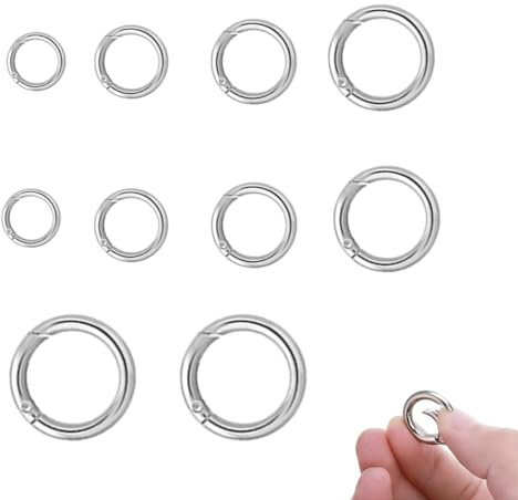 10 Stück Rund Karabinerhaken 13/16/19/25/31 mm O-Ring Zinklegierung Karabiner Federspaltringe Schlüsselring Klein für Bastelarbeiten, DIY Taschenringe Handwerk Machen, Taschenzubehör