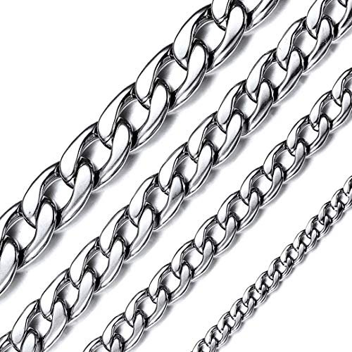 ChainsHouse edelstahl Panzerkette 26 inch 5mm Breit silberfarbe Panzerkette Edelstahl Schmuck mit Geschenkebeutel für Hip pop Rocker