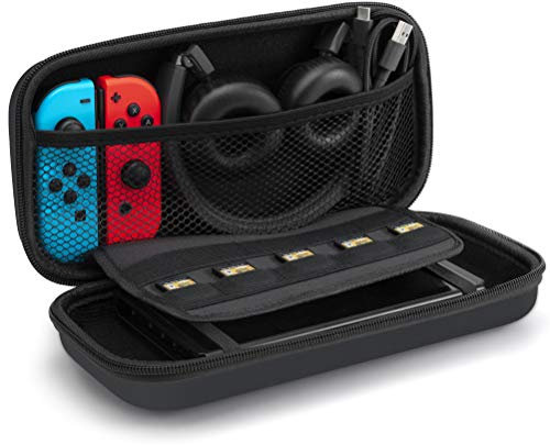 SLEO 2019 Newest Nintendo Switch Lite Carrying Case,Large Capacity Protective Hard Shell Travel Carrying Case Pouch with 8 Game Cartridge for Nintendo Switch Lite & Other Accessories - Black