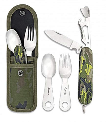 Barbaric et Cubiertos Camping Multicam Verde Set Cubiertos Marca: Albainox Color: Multicam Verde Incluye: - Navaja - Tenedor - Cuchara Incluye BOLOGRAFO Cuerpo Metal ANOTACIONES CAMPAÑA