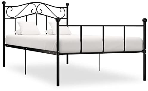 vidaXL Bettgestell Bett Metallbett Schlafzimmerbett Einzelbett Bettrahmen Schlafzimmermöbel Ehebett Lattenrost Schwarz Metall 90x200cm