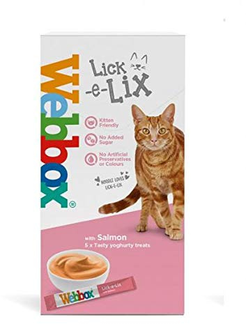 Webbox Lick-e-Lix Unique Tasty Cat Treats Box (All Flavours) 5-7 Treats Per Pack Lick-e-Lix Salmon 5 Pack, 10 Pack