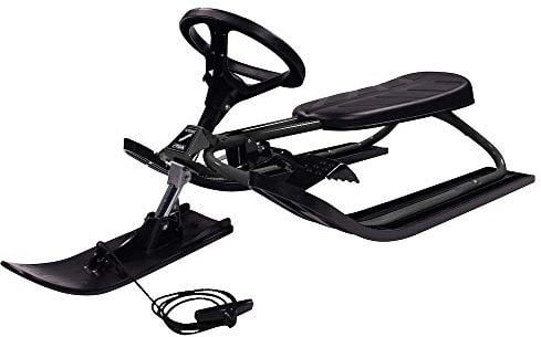 STIGA Snowracer Iconic - Robuster Lenkschlitten für Kinder ab 5 Jahren mit Stahlrahmen, Bremse und Zugseil, Max. Belastung 80 kg - Ideal für Winterspaß