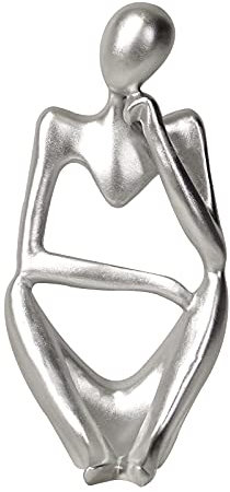 Trycooling Denker-Statue, Kunstharz, abstrakte Skulptur, Denker-Man, Statue, Sammelfiguren, Kunst, Zuhause, Büro, Tisch, Bücherregal, Dekoration (klein, silber, rechts)