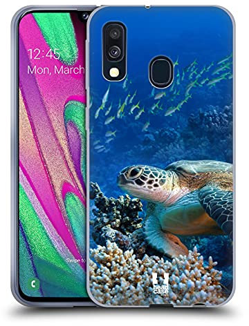 Head Case Designs Tartaruga di Mare Seduta sulla Barriera Corallina Animali Selvatici Custodia Cover in Morbido Gel Compatibile con Samsung Galaxy A40 (2019)