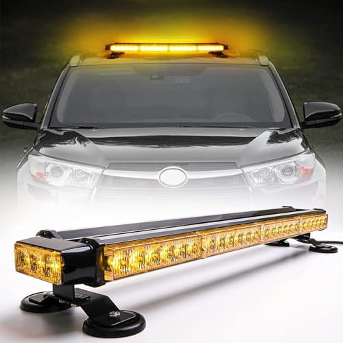 ROUTEKING 67cm 54 LED Rundumleuchte Blinklicht -7 Modi 12/24V Blitzleuchte Amber Warnleuchte Magnetische Notfallblinklampe Wiederherstellungswarnung gelbes Decke Licht (Gelb)