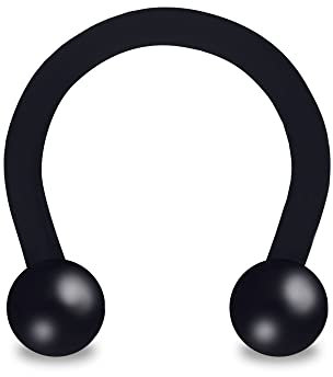 Treuheld® Hufeisen Piercing aus Kunststoff | Farbe: Schwarz | Größe: 1,2 x 12 mm (Kugeln: 4mm)