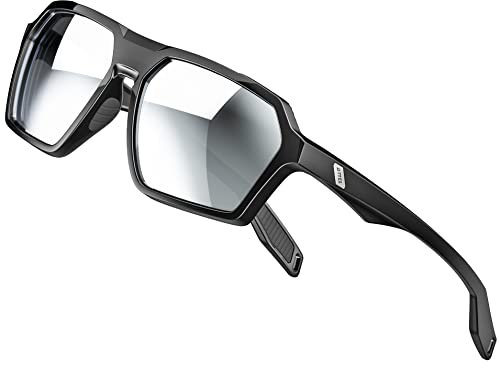 ATTCL Polarisierte Sonnenbrille Herren Sportbrille mit UV-Schutz Hexagonal TR90 Rahmen 2137 C4 Black+silver
