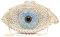 Chaliwini Damen-Clutch mit Strasssteinen, silberfarben, Weiß