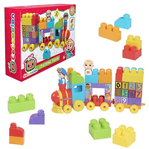 CoComelon, GIOCHI PREZIOSI, CCM07 Zug-Set mit 2 Figuren, 40 Teile, Bausteinbau, Spielzeug für Kinder ab 18 Monaten