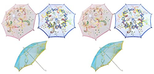 Toyvian 6pcs Mini Lace Umbrella for Kids Playhouse Toy Decorative Embroidery Small Umbrella Random Patterns