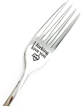 ZAHSY Stainless Steel Dessert Fork, 8 inch, I Forking Love You, Funny Gifts for Couples, Anniversary, Christmas, Birthday, Husband, Wife