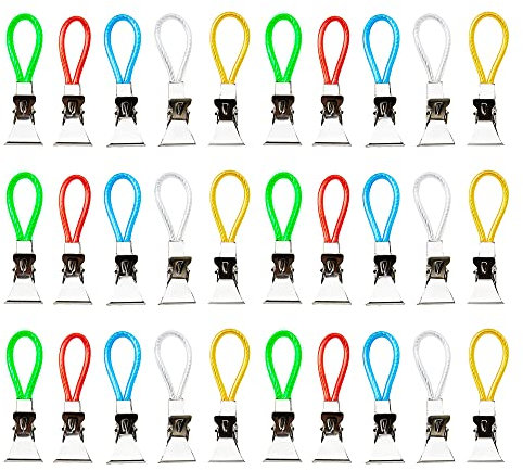 XINGSUI 30 Stück Handtuch Clips,Handtuch Haken,Aufhänge Clips,Farbiger Handtuchhaken,für Bad,Kuechen(Weiß, Rot, Gelb, Blau, Grün)