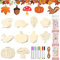TOPJOWGA Holz Deko Hänger Herbst, 91Stück Herbst Basteln Kinder, Kreativsets zum Basteln, Herbst Holz Anhänger Deko, Herbst Holzanhänger zum Bemalen, Kürbis Ahornblatt Herbst Anhänger Holz Dekoration