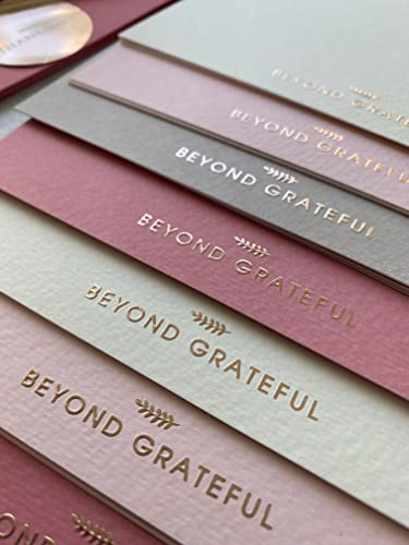 RUN2PRINT (36 Pack) Beyond Grateful Thank You Cards With Envelopes & Gift of 36 Foiled Stickers - Elegant Dusty Blue Emboss Rose Gold Foil Pressed Blank Notes Wedding All Occasion Cards (Dusty Pink)