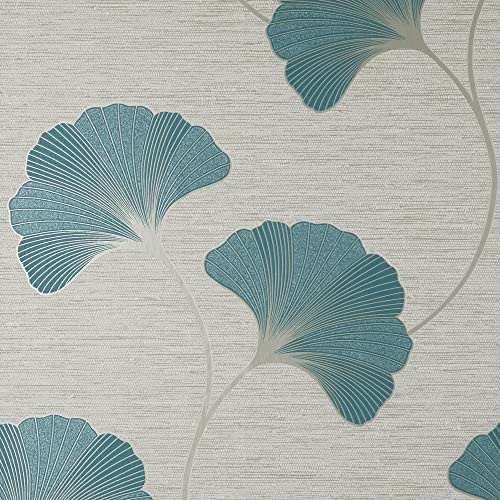 Fine Decor Miya Ginkgo SIDEWALL Teal