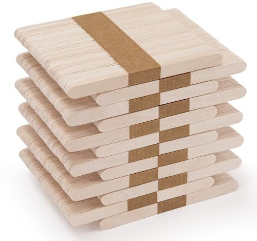 WISYOK 600 Stück Eisstiele Holz, Eisstäbchen Holzstäbchen, Holzstäbchen Zum Basteln, Eisstiele aus Holz Zum Basteln, Holzstiele, Bastelstäbchen Holz, Holzspachtel DIY Handwerk - 114 x 9 x 2 mm
