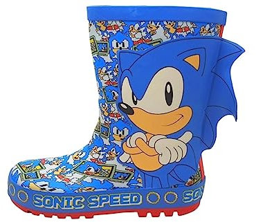 Sonic The Hedgehog Ragazzi Stivali da pioggia di gomma blu, Blu, 8 UK Child