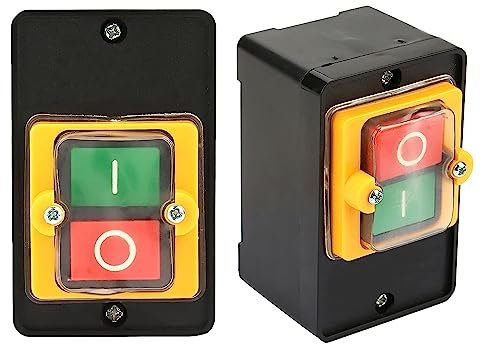 JMELEHW Interruttore a Pulsante Impermeabile Interruttore a Macchina 220v, Avvio Stop Macchina di Taglio Banco Trapano Interruttore Polvere ON/Off Pulsante AC 220/380V 10A
