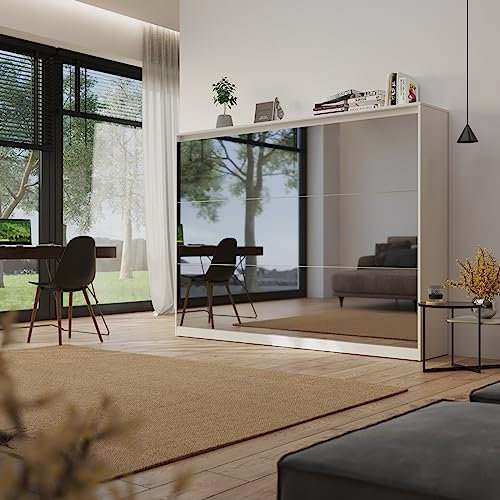 SMARTBett Schrankbett Classic 160x200cm Horizontal Querbett WEISS/SPIEGELFRONT - GASDRUCKFEDERN - EINZIGARTIG !!!