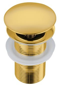 BALNEO Bouchon Évier Universel Click Cone Pop-Up Doré, Laiton, Antirouille, 4 Joints, Joint, Bonde, 66mm X G1 1/4, sans Trop-Plein, Click A