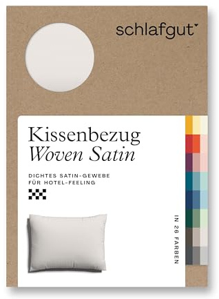 schlafgut Woven Satin Kissenbezug 60x80 cm Sand Light Uni in Premium Hotelqualität, Kopfkissenbezug einzeln mit 100% weicher Baumwolle