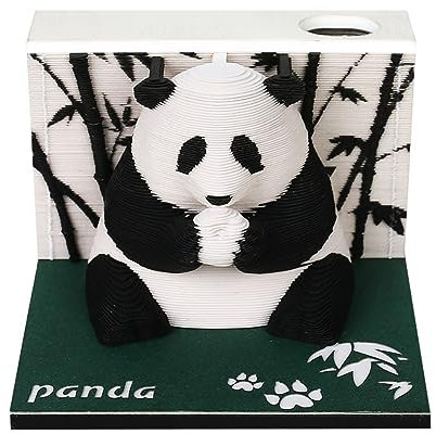 3D-Notizblock, 2024 Tischkalender-Notizblock, Kreativer Tischkalender, DIY-Notizen, Notizblock, 3D-Notizblock, Papierskulptur, Geschenk, 3D-Kunstkalender (Panda)