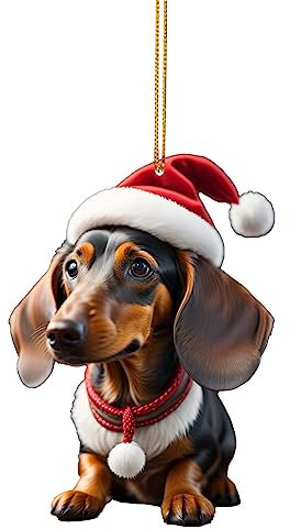 Weihnachtsdeko Anhänger,Niedlicher Cartoon Acryl Hund Weihnachts Dekoration,Auto-Aufhänger Baumschmuck,Weihnachtsbaum Anhänger Weihnachtsschmuck,Weihnachten Deko Auto Anhänger (F-C, 8cm)