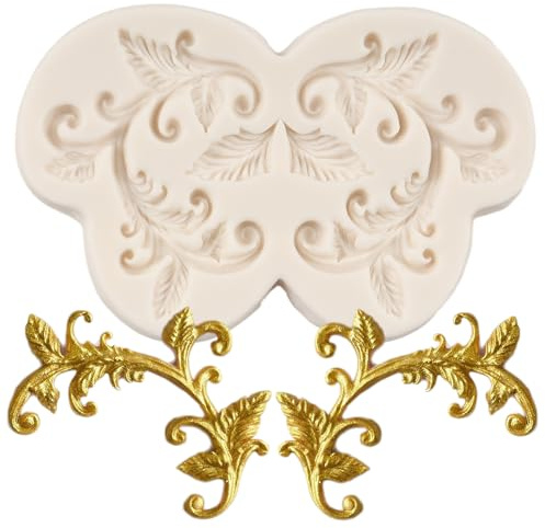 QDMOLDS Stampo per fondente barocco europeo in rilievo stampi in silicone a forma di pergamena per erba rampicante decorazione torta stampo per decorazione torta topper cioccolato caramelle polimerica