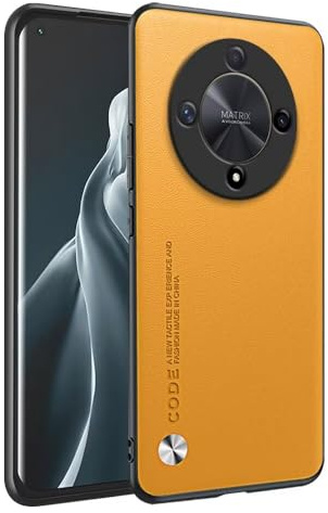 HONLEN Custodia per HONOR Magic6 Lite 5G (6.78 Inches) Cover per Telefono Aziendale con Retro in Pelle, Giallo