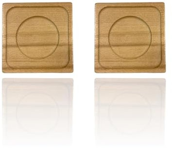 Lot de 2 tasses à thé carrées en bois, sous-tasses à café, soucoupes pour verres