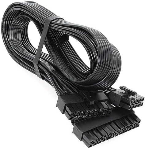 HOHOKANG Modulares Stromkabel, 10-polig + 18-polig auf 24-polig, 18 AWG, schwarz, Flachkabel für EVGA-Netzteil, G+, G2, G3, P2, T2, GS-Serie, 60 cm lang