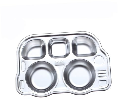PRETYZOOM Assiette de nourriture, assiettes divisées avec plaque de nourriture divisée en acier inoxydable 304 en forme de dessin animé déjeuner dîner Plateau Repas Divisé