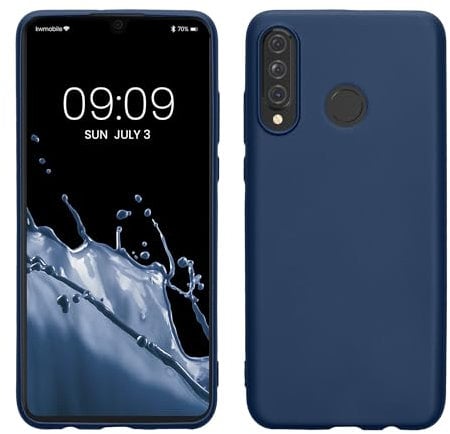 kwmobile Case kompatibel mit Huawei P30 Lite Hülle - Schutzhülle aus Silikon metallisch schimmernd - Handyhülle Metallic Blau