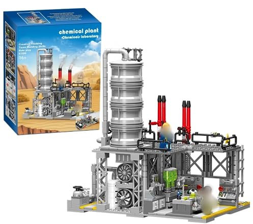 Tirff Technik City Chemiefabrik Bausteine Architektur Modell, 717 Klemmbausteine Chemielabor Fabrik Bausteine Bausatz, Konstruktionsspielzeug Kompatibel mit Großen Marken