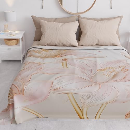 PETTI Artigiani Italiani - Copriletto Matrimoniale Primavera Estate, Coperta Leggera Matrimoniale, Lenzuola Copriletto, Giglio 100% Made in Italy