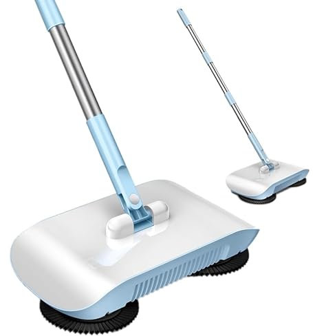 WOHPNLE 2 in 1 Carpet Sweeper Cleaner, Vacuum Broom Powerful Manual Vacuum Cleaner Hand Push Sweeper Mop Cleaning Machine with Cloth (with One Cloth)