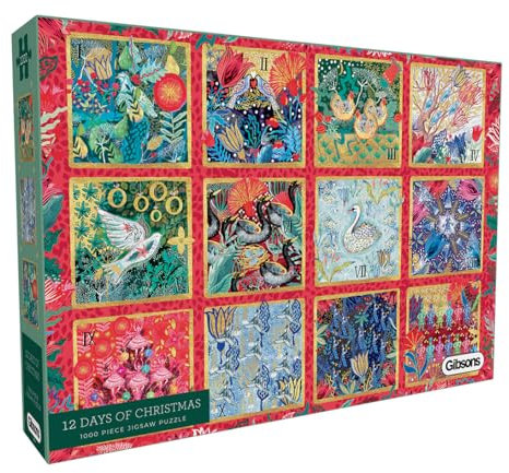 Gibsons 12 Days of Christmas 1000 Piece Jigsaw Puzzle | Classic Carol Modern Puzzle | Sustainable Jigsaw for Adults Teens | Premium 100% Recycled Board | Great Gift | Gibsons Games