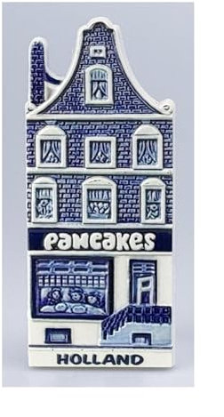 Souvenir Magnet Grachten Haus Pancakes Holland 11,5 x 5 cm Bäcker Delft Blau Holland Maritim Kühlschrankmagnet Figur Deko GMTX 16787