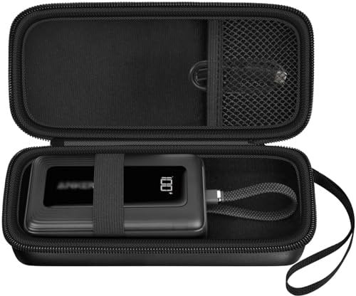 Boobowl Hard Travel Case Kompatibel mit Anker Zolo Power Bank, 10.000mAh 20.000mAh 30W tragbares Ladegerät, Aufbewahrungstasche für Anker Akku mit Zubehör Mesh Tasche (Nur Box)-Schwarz