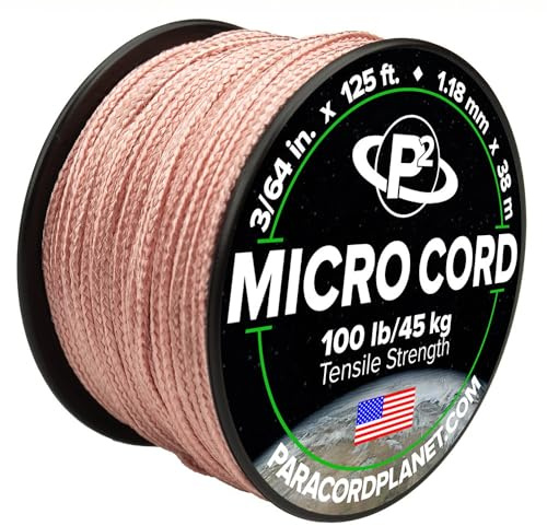Paracord Planet Micro câble 1,18 mm de diamètre 125 Pieds Bobine de câble tressé – Disponible dans Une variété de Couleurs