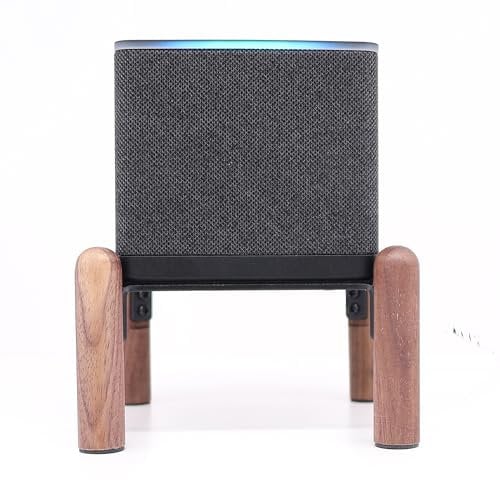 Alloery Wooden Stand for Echo Spot and Fire TV Box and Homepod Mini (Black Walnut)