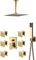 Duscharmatur-Set, goldfarben, ultradünn, goldfarben, 6-teilig, Massagedüsen, Spa, Dusche, Mischer, 3 Wege, goldfarbenes Duschset für Bad, komplettes Set, 25,4 cm, Set