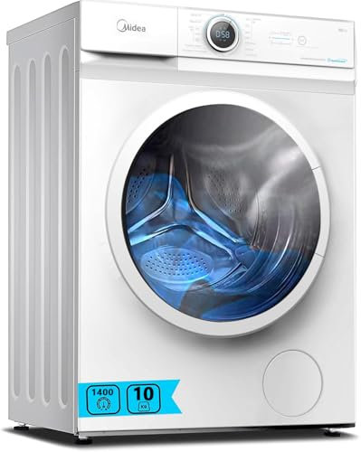 Midea Lavadora Carga Frontal 10kg de 1400 rpm y panel digital - Lavadoras con 15 Programas + Diseño Superior Ultra Slim - Maquina de Lavado de Libre Instalación - Función de Vapor y Modo Eco