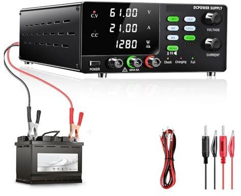 Fuente de alimentación de banco de laboratorio de CC variable, fuente ajustable de 30 V 20 A, fuente de alimentación regulada de carga de batería de 60 V 10 A, 3 conjuntos de datos almacenados para La