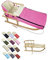 Kombi-Angebot Holz-Schlitten mit Rückenlehne & Zugseil + universaler Winterfußsack (108cm), auch geeignet für Babyschale, Kinderwagen, Buggy, aus Wolle Uni (pink)