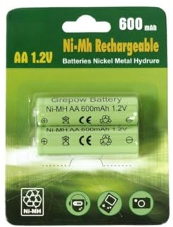 Wiederaufladbare AA-Batterie, 600 mAh, 1,2 V