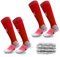 FIBOGOUP 2 Paar Fußballsocken Kinder Herren Stutzen - Fußball Stutzen EU 32-38 - Anti-Rutsch Trainingssocke Stutzenstrumpf - Sportsocken für Fußball, Laufen, Training-Red-M