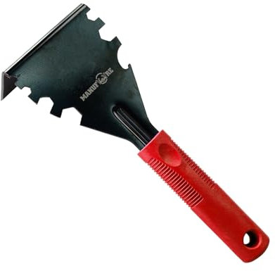 MANUFORE Trim Puller Upgraded Reinforced Design Pry Bar with 1050 Steel Multi-Tool Heavy Duty Tile Removal Tool for Removing Wood Floor, Baseboard, Door Casings, Tiles, Nail Pulling Red