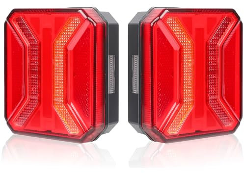 Yinaolan 2 Stück Rückleuchten Anhänger 12 V/24 V Superhell Wasserdicht für Anhänger, LKW, Wohnwagen, Van, Traktor, E9-zertifiziert